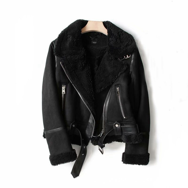 WInter Lapel Jacket Suede Lamb Wool Warm Coat