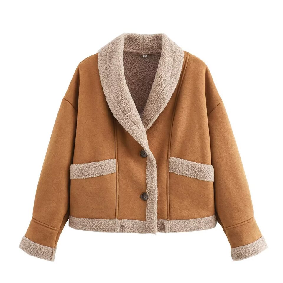 Lapel Woolen Coat With Pockets Winter Fashion Loose