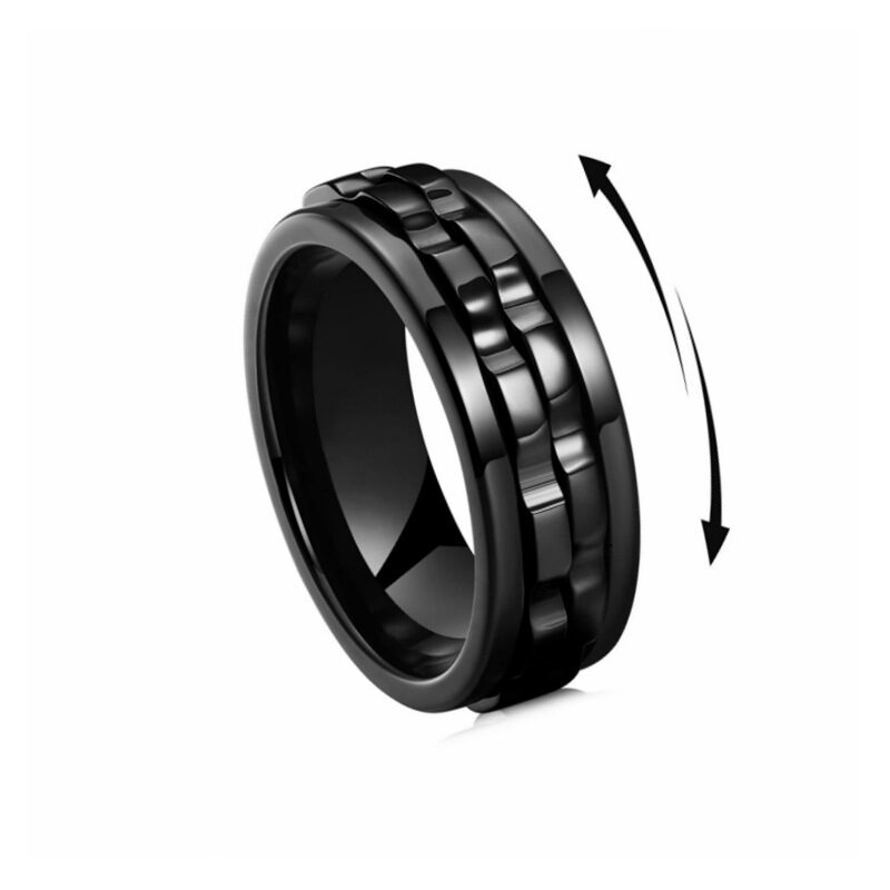 Titanium Spinner Square Texture Ring For Men High