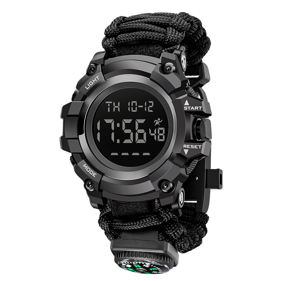 Double Display Electronic Watch Whistle Ignition Compass Thermometer