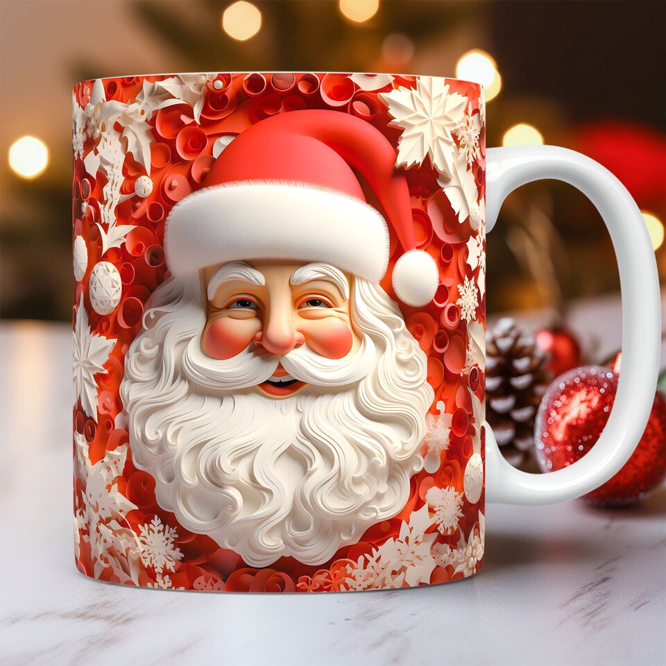 Creative 3D Christmas Ceramic Mug Unique Space Design