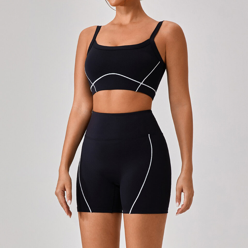 Outdoor Sports Yoga Suits Women's Spaghetti Strap Contrast