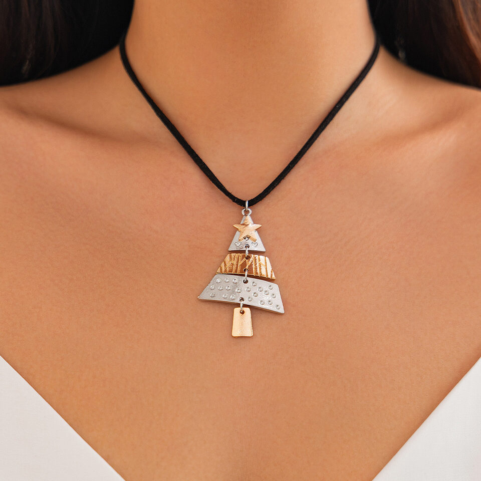 Christmas Tree Necklace And Earrings Fashion Pendant Suit