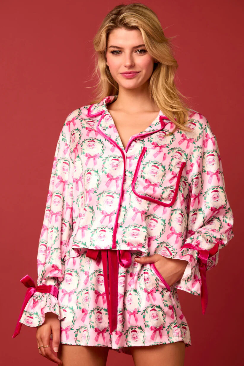 2 Pcs Women's Christmas Pajama Set Santa Tree
