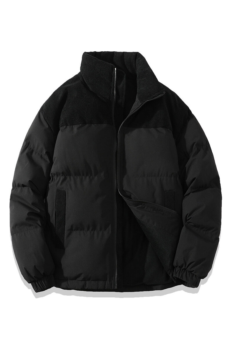 Winter Stand Collar Contrast-colored Coat Cotton Padded Jacket