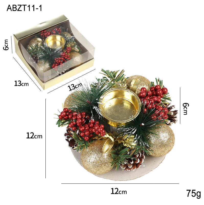 Christmas Candle Metals Candlestick Wreath Artificial Pinball Pinecone