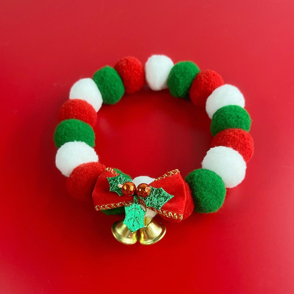 Christmas Cute Dog Cat Plush Ball Necklace Soft