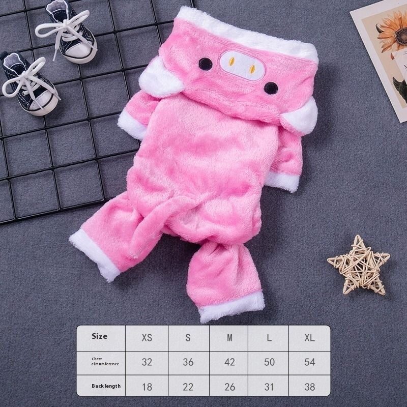 Fleece-lined Thermal Coral Fleece Pig Pet Costume Cat