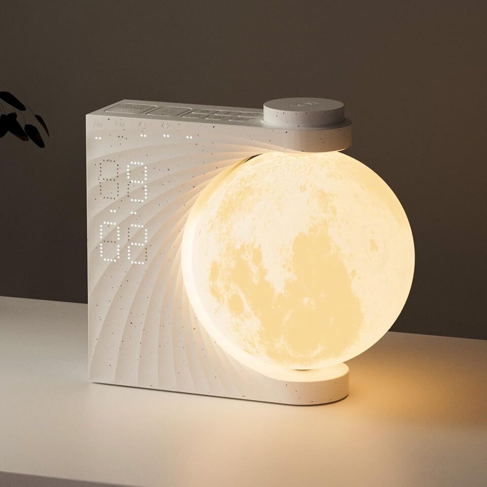 Colorful Atmosphere Moon Light Clock Wake Up Breathing