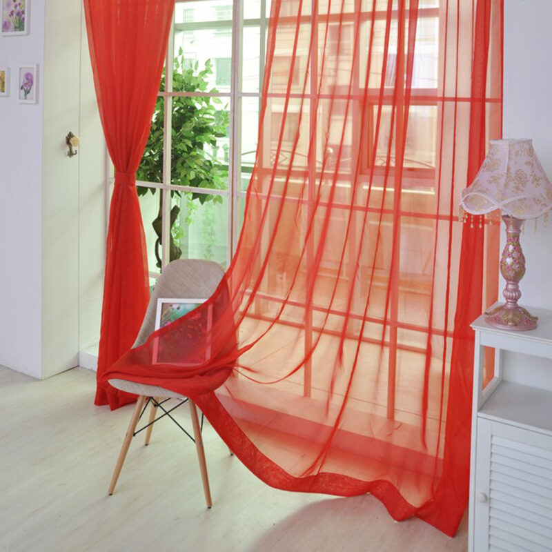Solid Color Glass Mesh Curtains Transparent Ready-made Curtain