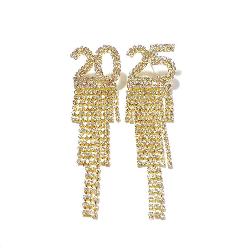 Digital Rhinestone Letter Earrings For New Year Pendant