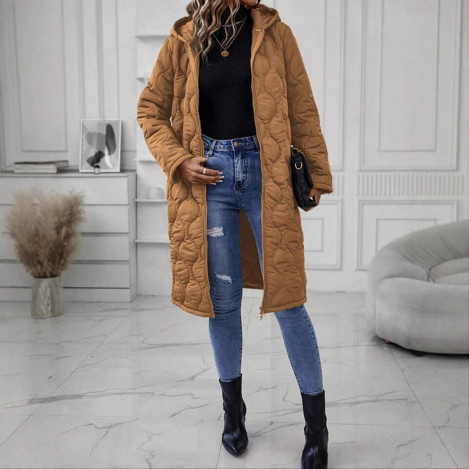 Zipper Hooded Thickened Jacket Cotton Clothes Women's