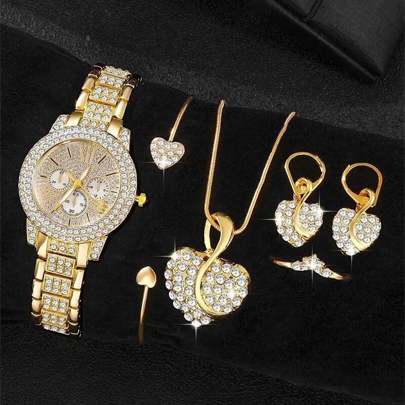 Full Diamond Bracelet Watch Suit Women's Quartz Fashion