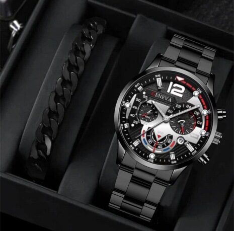 2pcs Men's New Popular Steel Strip Fashion Business