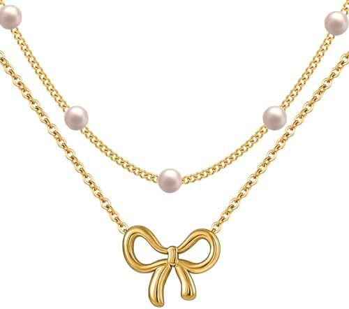 Simple Pearl Double Layer Choker Fashion Gold Color