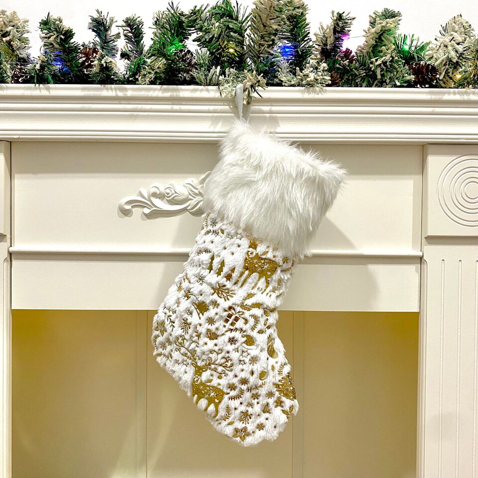Gilding Plush Christmas Socks Gift Bag Decorations