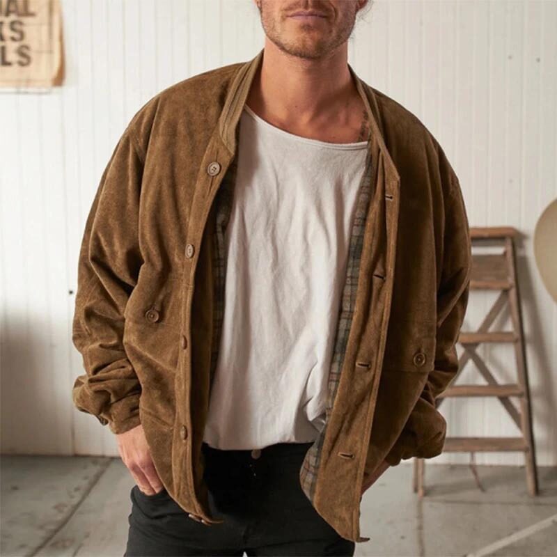 Maillard Suede Coat Men's Solid Color Casual Jackets