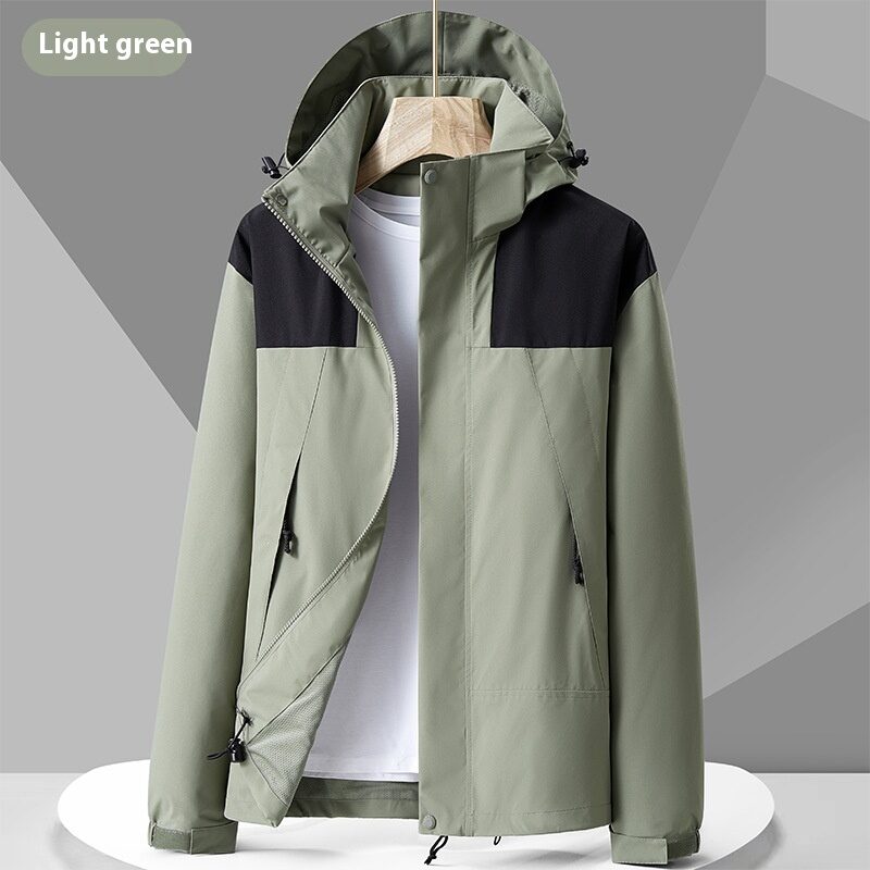 Hooded Windbreaker Unisex Fashion Colorblock Zip-up Jacket
