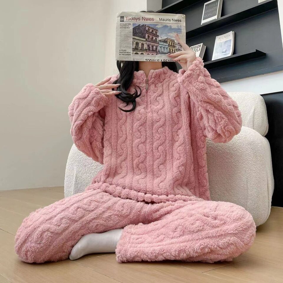 Autumn And Winter New Twist Zipper Couple Fleece-lined
