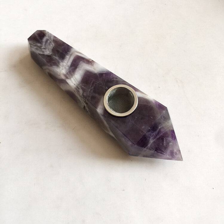 Natural dream amethyst smoking pipe original stone crystal