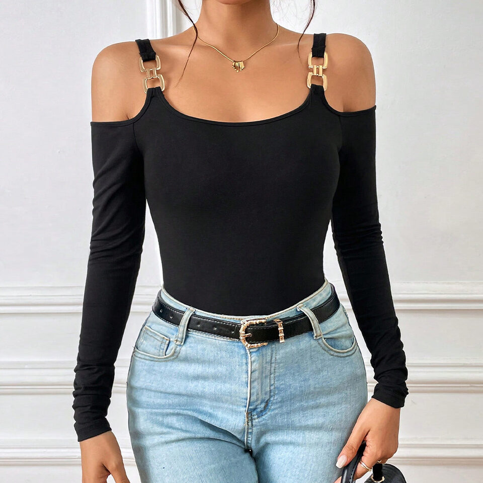 Women's Spring And Summer Fashion Simple Suspender Off-Shoulder