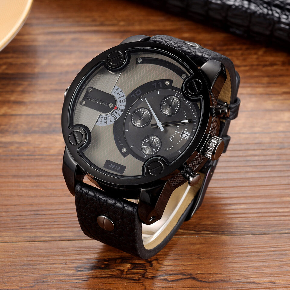 Large Dial Quartz Watch Calendar Belt Style Men's