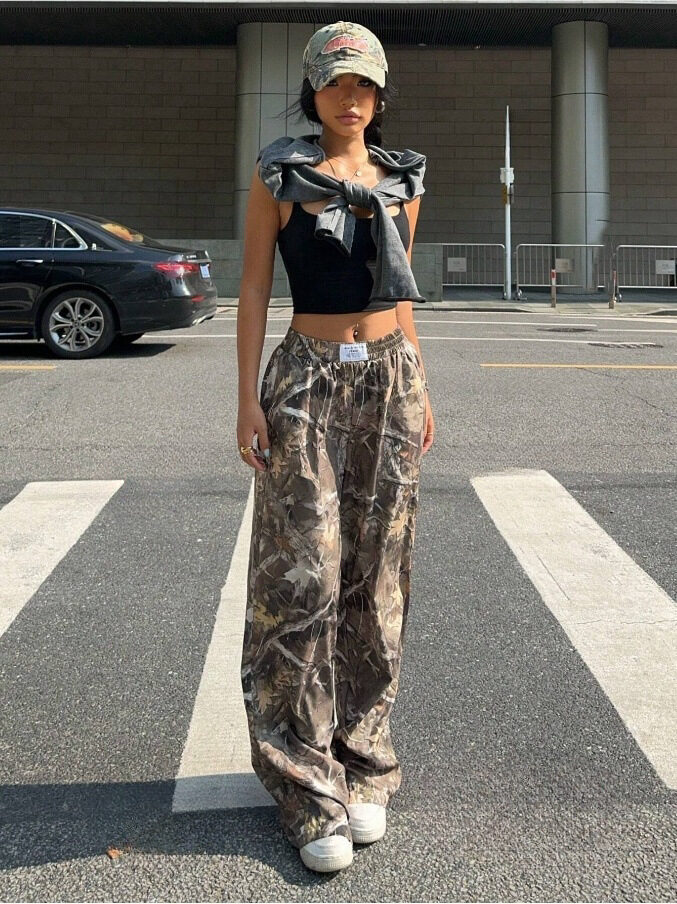 Slimming Casual Pants Hip Hop Retro Street Multi-pocket