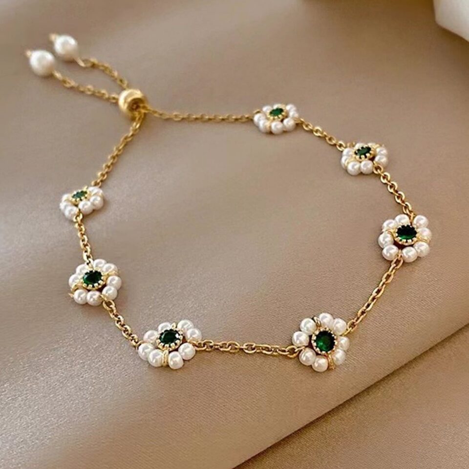 Pearl Flowers Bracelet All-match Fashion Adjustable Chain