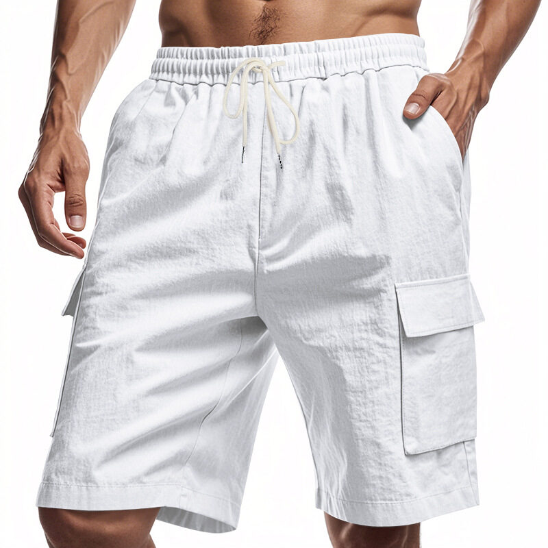 Loose Sports And Leisure Solid Color Linen Drawstring