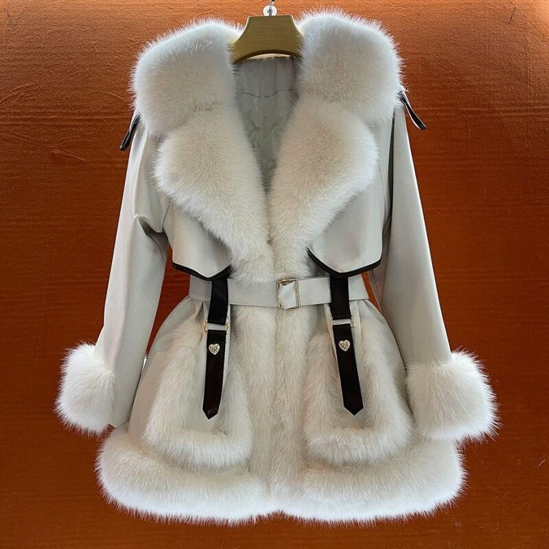 Elegant Big Fur Collar Coat For Women