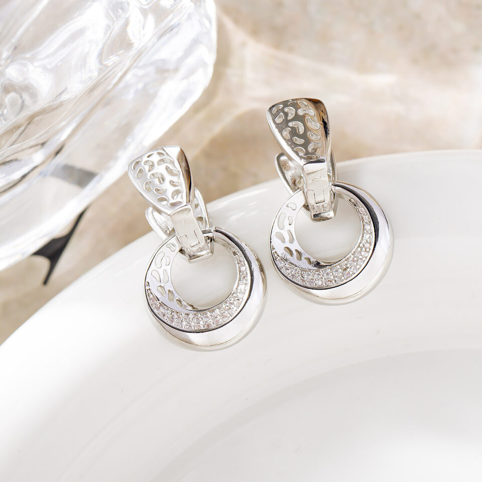 Luxury Hollow Round Moon Rose Gold Silver Color