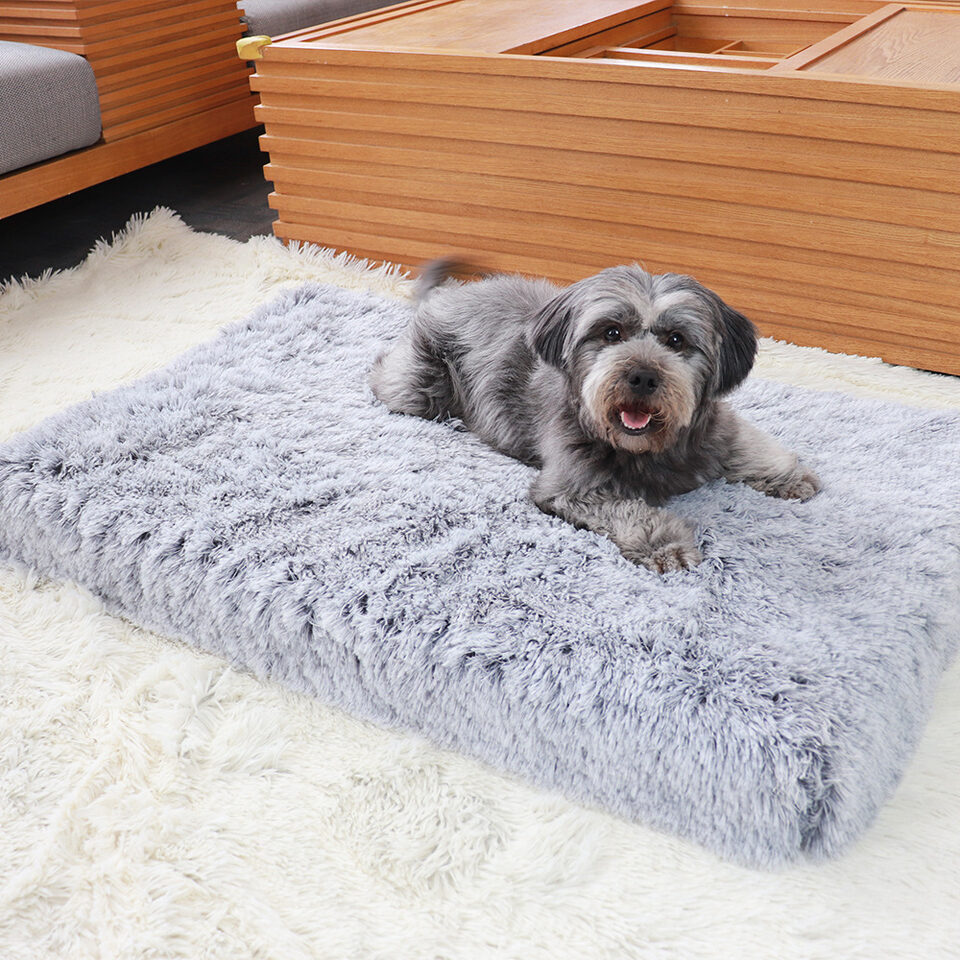 Plush Square Pet Bed Wave Memory Foam Deep