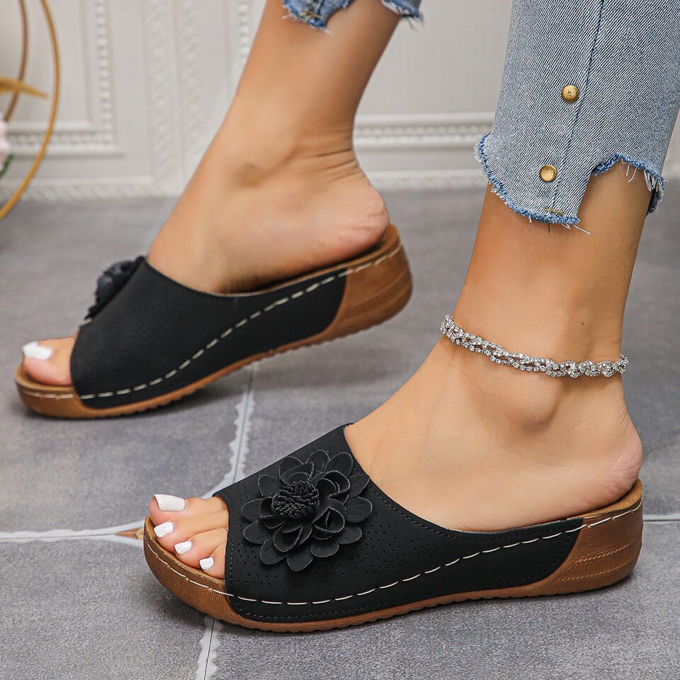Flower Wedges Sandals Summer Fashion Retro Hollow Holiday