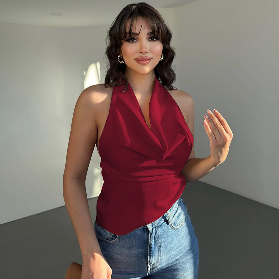 Women's Halter Backless Tank Vest Fashion Solid Color
