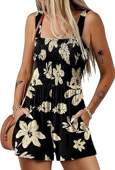 Flower Print Shorts Jumpsuit Summer Fashion Sleeveless Beach