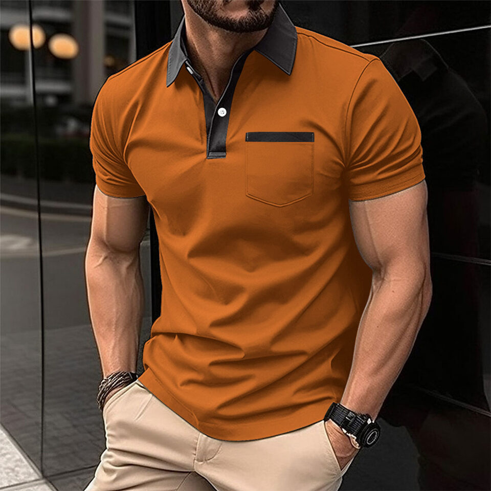 Lapel Fashion Slim Pocket Short-sleeved T-shirt Polo Shirt