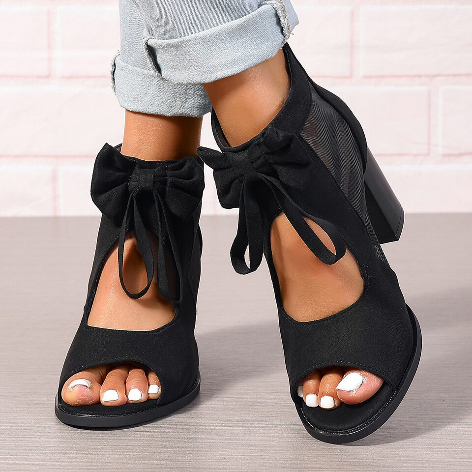 Platform Chunky High Heels Women's Sandals Bow Decoration