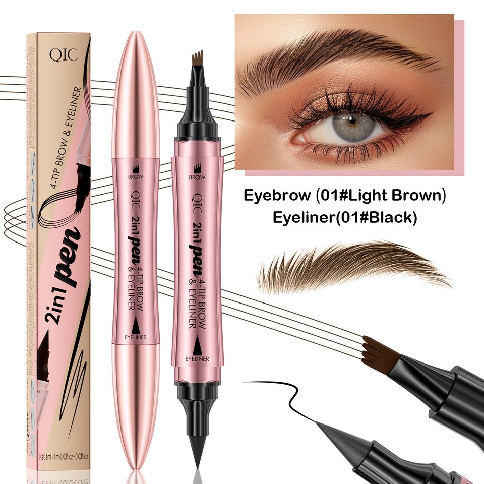 Double-headed 3D Micro-carved Liquid Four-fork Eyebrow Pencil Eyeliner