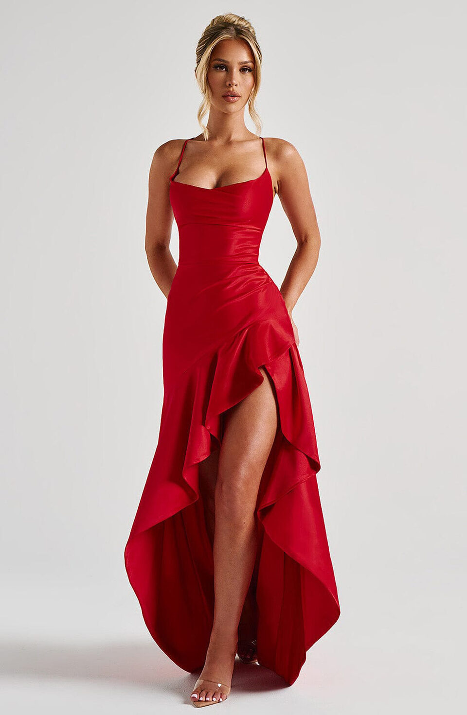 Women's Backless Ruffles Irregular Dress Summer Fashion Evening