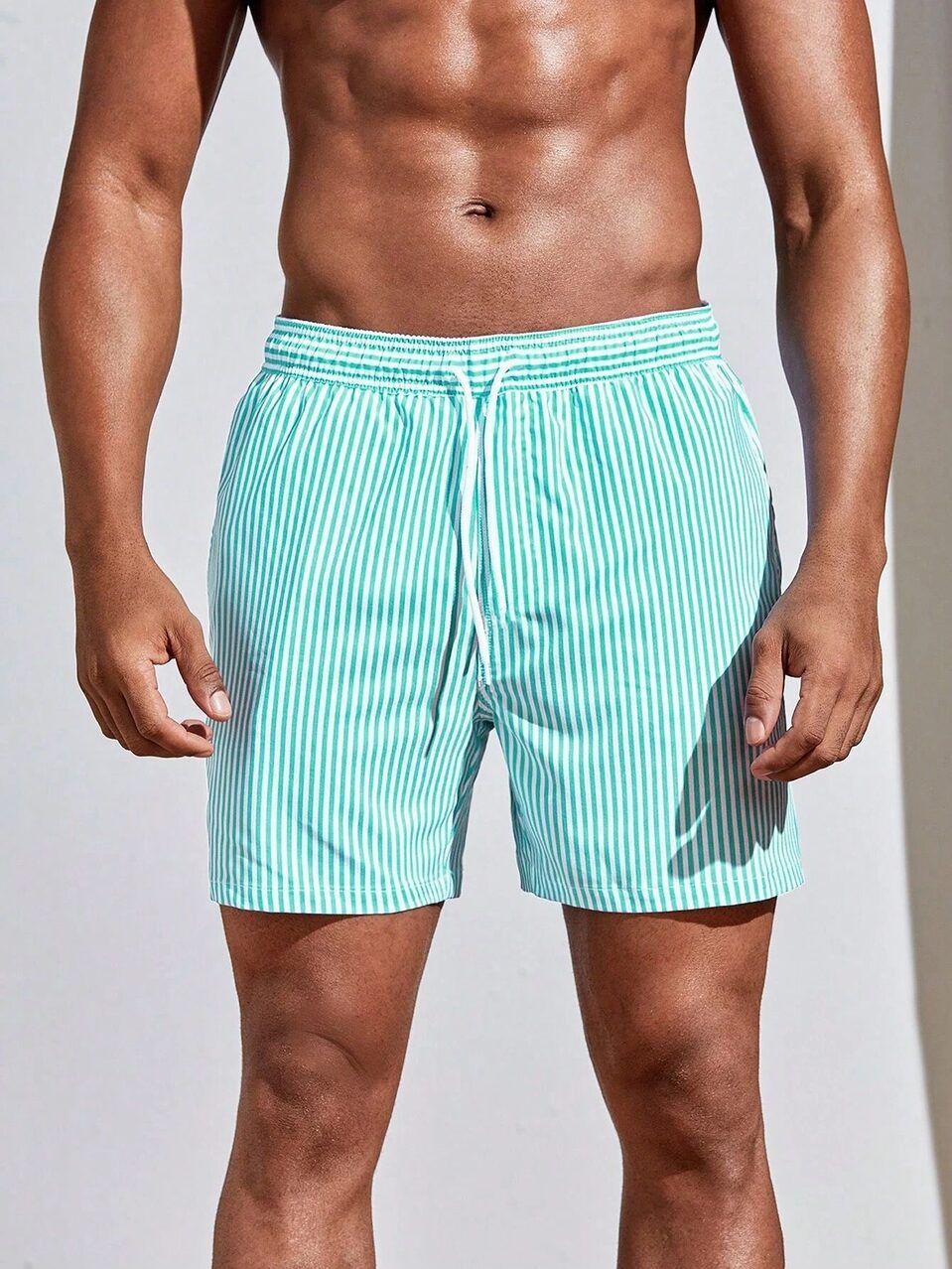 Men's 3D Striped Print Shorts Summer Casual Lightweight