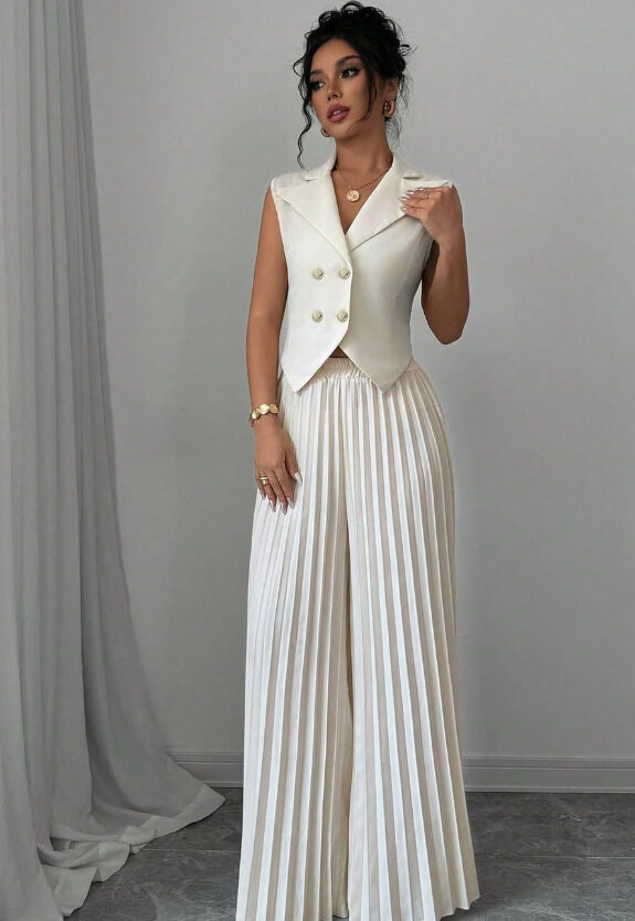 Summer Sleeveless Suit Fashion Lapel Button Vest Top