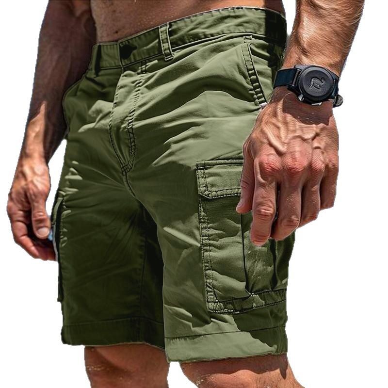 Men's Cargo Shorts Summer Multi-Pocket Button Zipper Pants