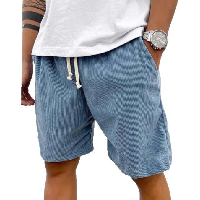 Men's Corduroy Shorts With Drawstring Fashion Casual Pockets