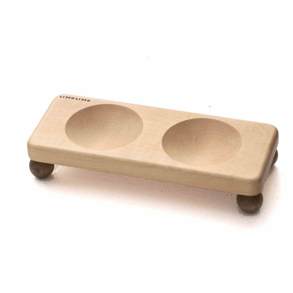Solid Wood Cat Bowl Ceramic Pet Feeding