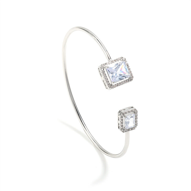 Women's Simple Bracelet High-grade Water Drop Inlaid Square