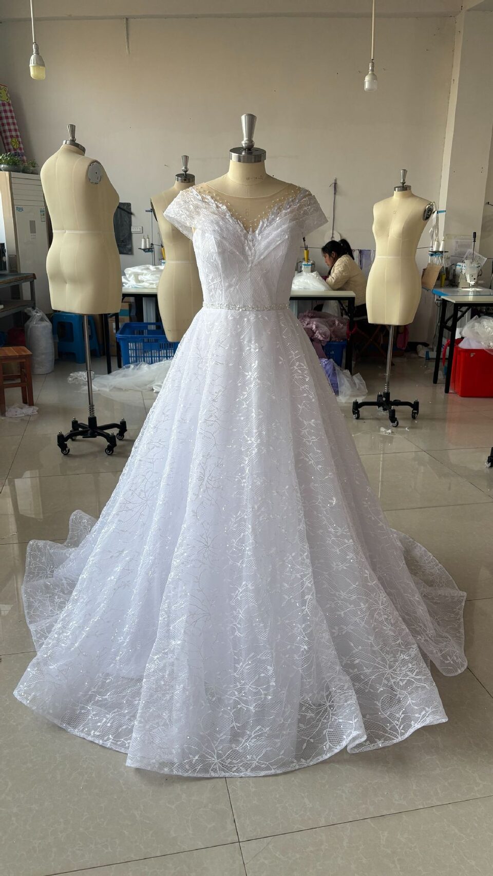 Off-shoulder Light Wedding Dress Bridal Main Yarn Lace
