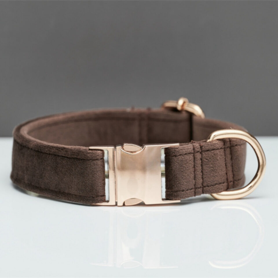 Multiple Colour Velvet Personalise Dog Collar Leash Set