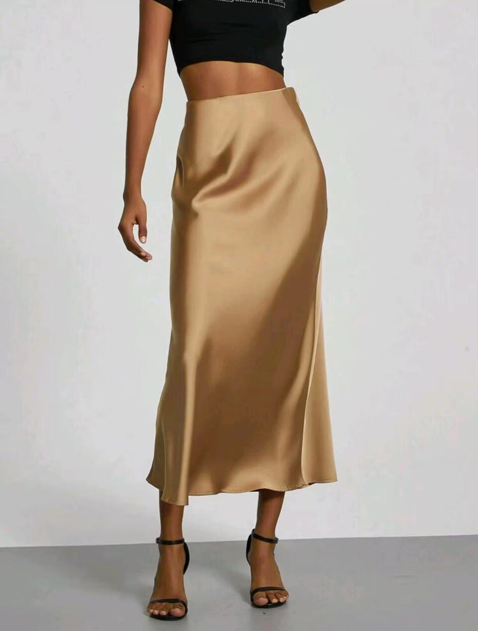 Women's Slim Fit Satin Skirt Fashion Chic Solid