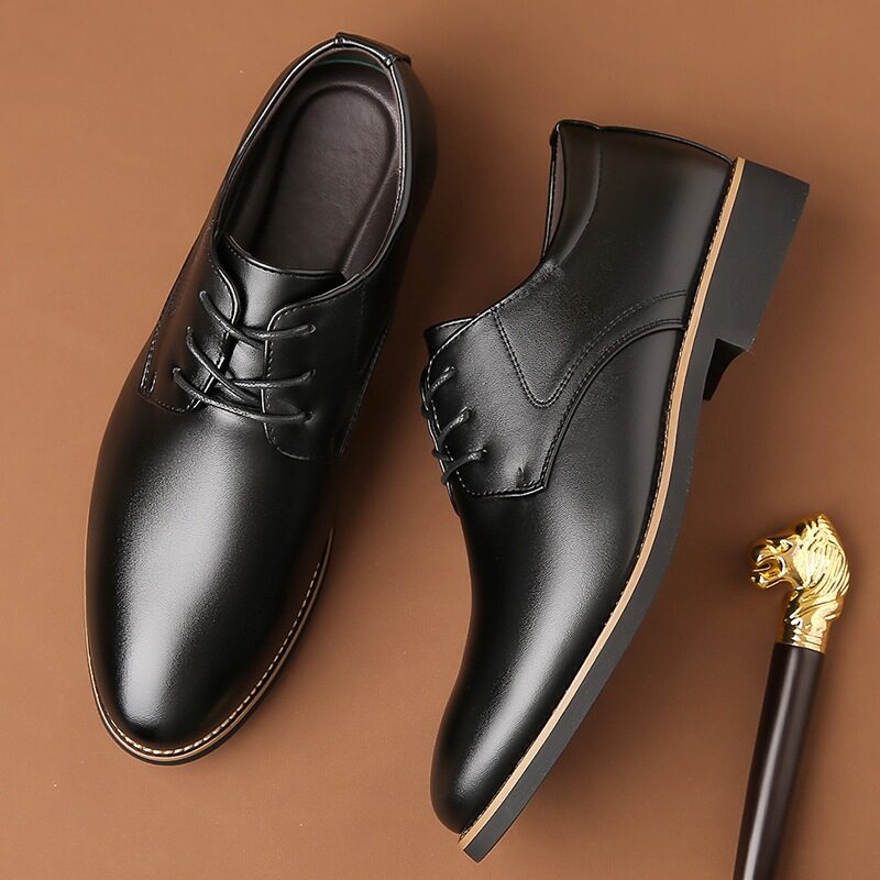 Plus Size Business Formal Wear Black Leather Shoes