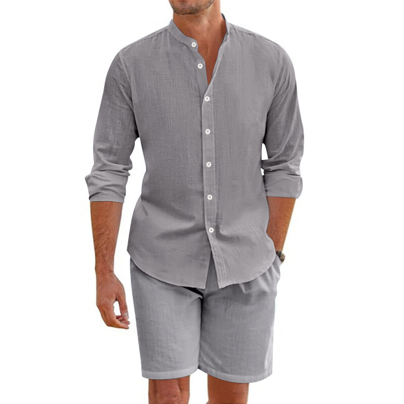 Summer Short Shirt Suit Fashion Lapel Button Down